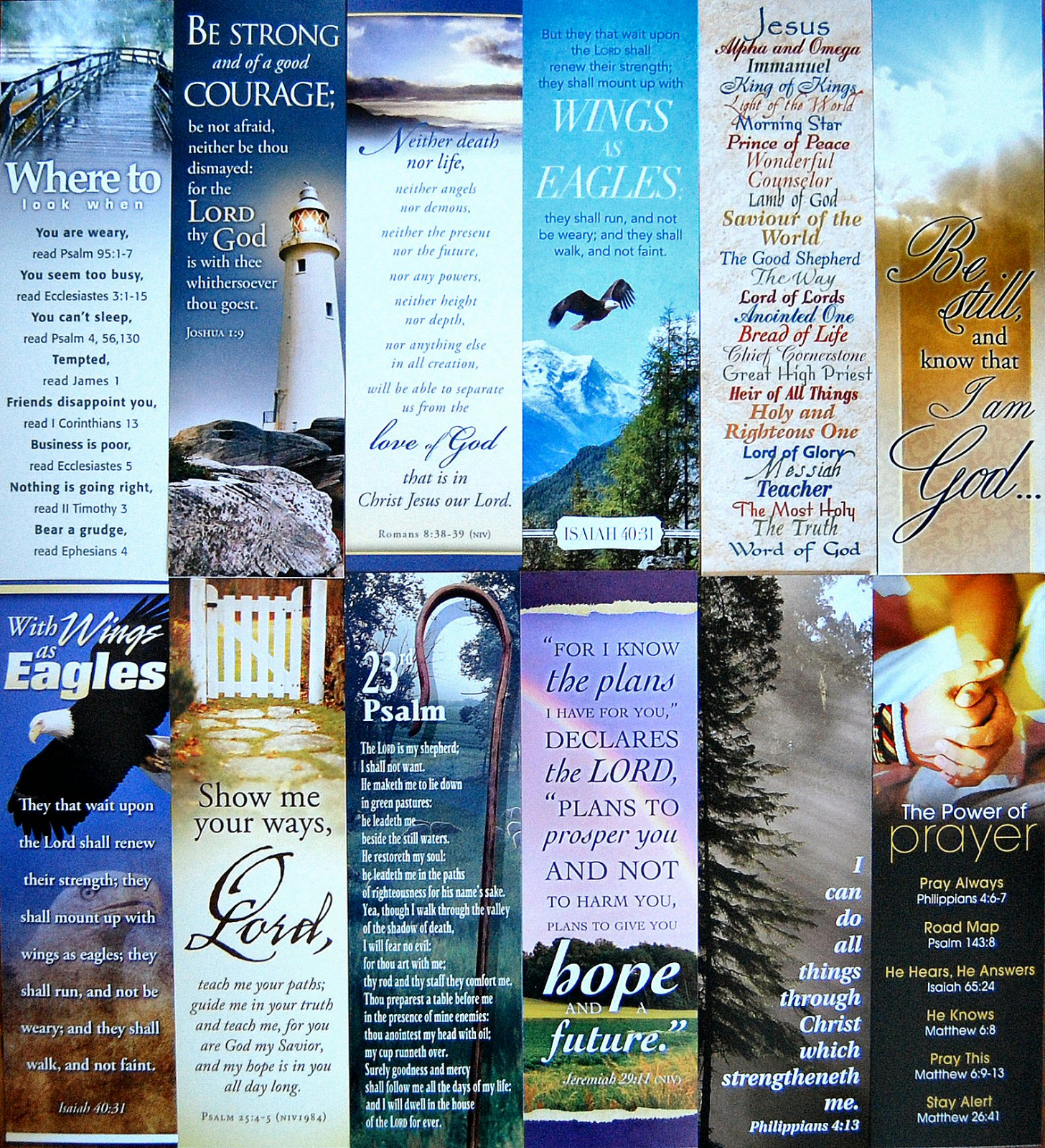 12 Assorted Christian Faith Religious Scripture Bookmarks -  Fast Usa Shipping!